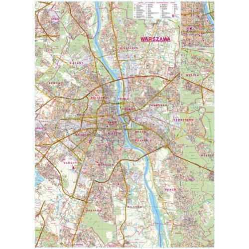 Warszawa mapa ścienna 1:26 000, 89x120cm