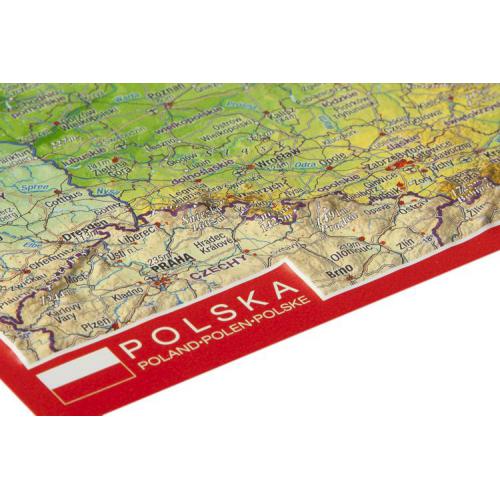 Pocztówka Polska mapa plastyczna 3D