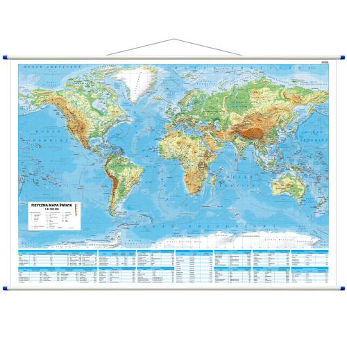 Świat. Mapa ścienna polityczno - fizyczna dwustronna, 1:42 000 000, 100x70 cm, ArtGlob