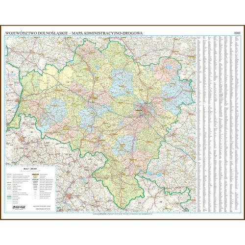 Województwo dolnośląskie, mapa ścienna 1:200 000, 137x109 cm, EkoGraf