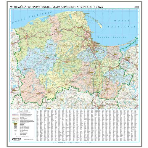 Województwo pomorskie mapa ścienna 1:200 000, 106,5 x115 cm, EkoGraf