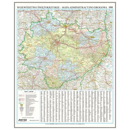 Województwo świętokrzyskie mapa ścienna 1:200 000, 86x106 cm, EkoGraf