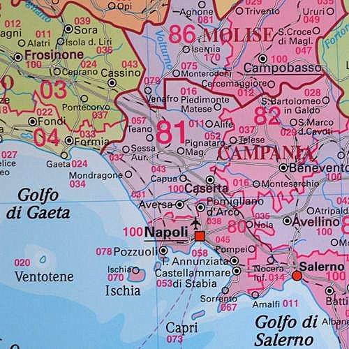 Włochy. Mapa kody pocztowe 1:900 000, 97x137 cm,
