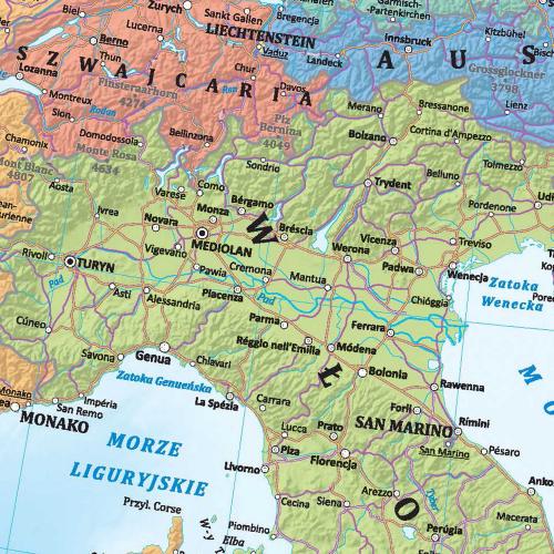 Europa. Mapa ścienna, szkolna dwustronna polityczna do ćwiczeń, 1:3 250 000, 194x139 cm, ArtGlob