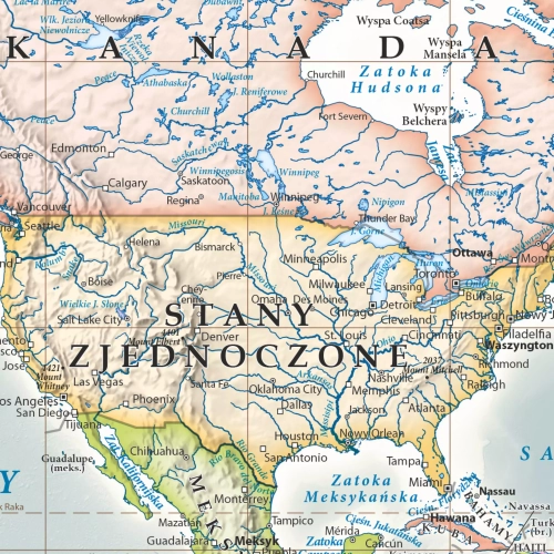 Świat mapa ścienna polityczna - stylizowana 1:60 000 000, 70x50 cm, zbliżenie na mapę Azji SwiatMap.pl