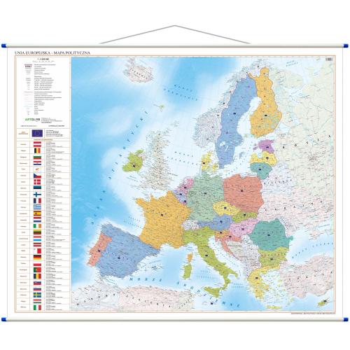 Unia Europejska mapa ścienna polityczna, 1:4 500 000, 120x100 cm, ArtGlob