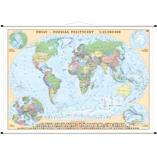 Świat. Mapa ścienna polityczna, 1:25 000 000, 140x100 cm, ArtGlob