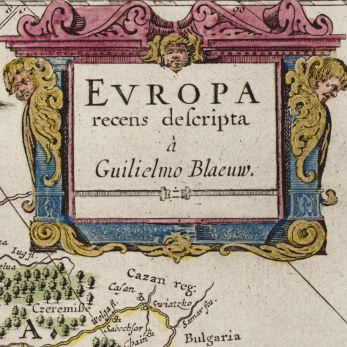 Europa według Guilielmo Blaeuw. Mapa ścienna na płótnie, 100x70 cm, ArtGlob