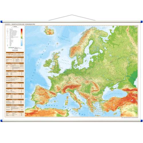 Europa. Mapa ścienna polityczno - fizyczna dwustronna, 1:4 500 000, 140x100 cm, ArtGlob